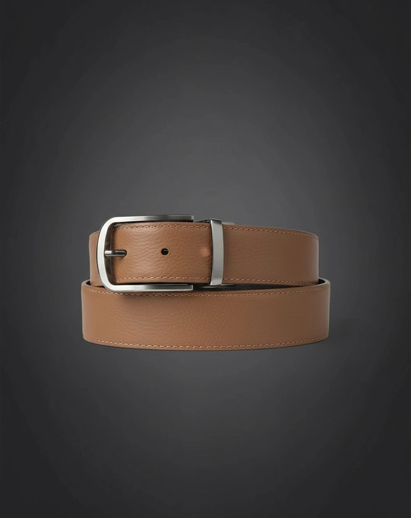 Every great design is built on balance. Light and dark, contrast and harmony, form and function. This belt is inspired by the idea of duality and crafted for those who appreciate versatility without compromise. Made with a reversible design, this belt offers two distinct looks in one refined accessory. One side features a deep classic black, while the other presents a warm tan brown, allowing effortless transitions from formal occasions to relaxed settings. Whether paired with a tailored suit or worn on the golf course, it adapts seamlessly to your style. Attention to detail defines this piece. The full grain pebbled leather provides a rich texture, while precise stitching enhances durability and structure. Crafted with care and a focus on long lasting quality, this belt reflects a commitment to excellence in both design and craftsmanship. Built for everyday wear and timeless appeal, this reversible leather belt delivers practicality, elegance, and reliability in a single essential accessory.